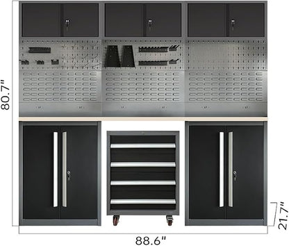 JZD Garage Tool Cabinet Set, Included Rolling Chest, - Image 2