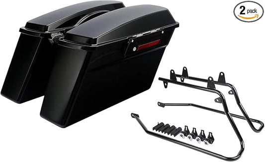 XFMT Vivid Black Hard Saddlebags Saddle Bags Trunk Black Latches W/Black by XFMT