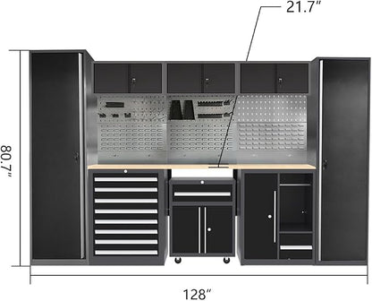 Steel Garage Workbench with Storage and Cabinets, Tool Organization, - Image 2
