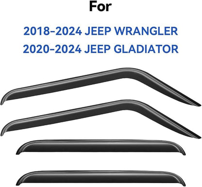 Window Visors Rain Guards for 2018-2025 Jeep Wrangler JL, Out-Channel Window - Image 2