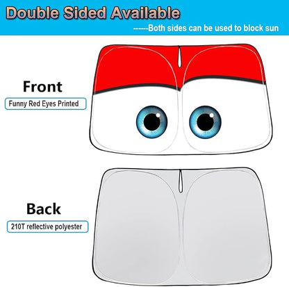Gven Sunshade for Tesla Model Y Accessories 2025 Funny Eyes Windshield Sun - Image 2
