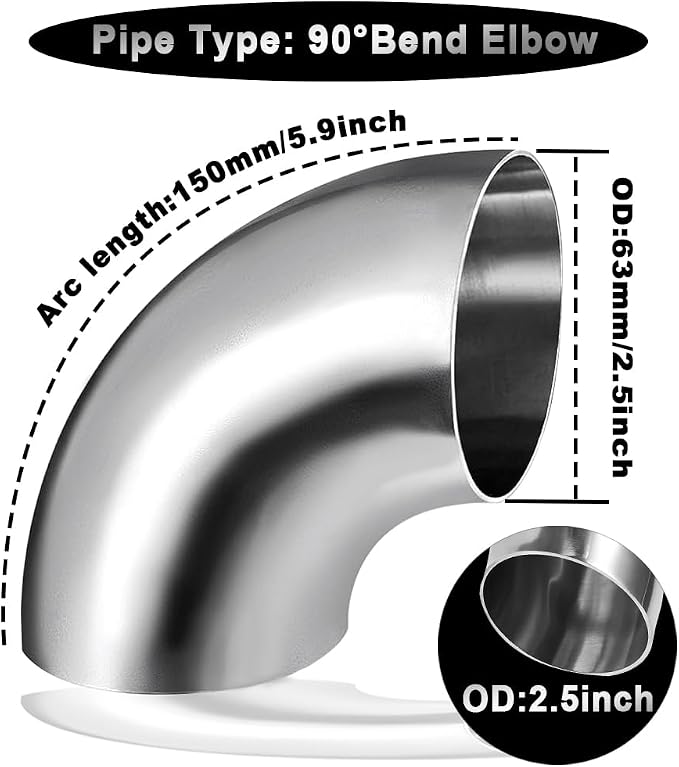2.5 Inch 90° Mandrel Bend Elbow, SS304 Stainless Steel Bend Tube 90 Degree - Image 5