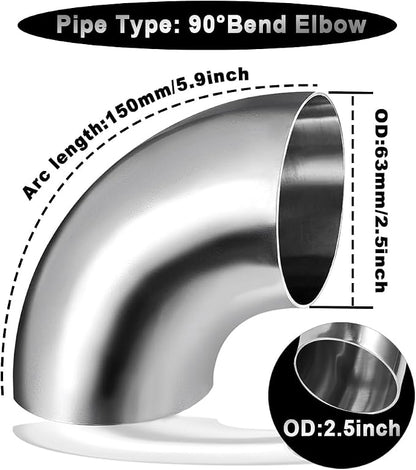 2.5 Inch 90° Mandrel Bend Elbow, SS304 Stainless Steel Bend Tube 90 Degree - Image 5