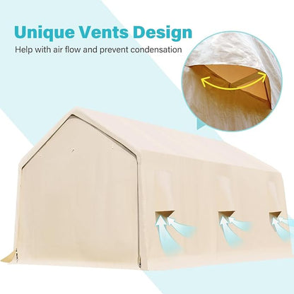 ADVANCE OUTDOOR 13x20 ft Carport 2 Roll up Doors & Vents Outdoor Portable - Image 2