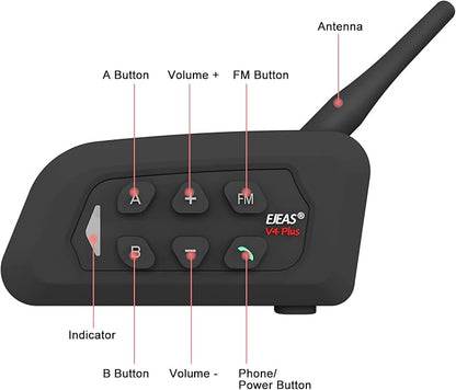MIMIRACLE V4 Plus Motorcycle Helmet Bluetooth Intercom Headset - Image 6