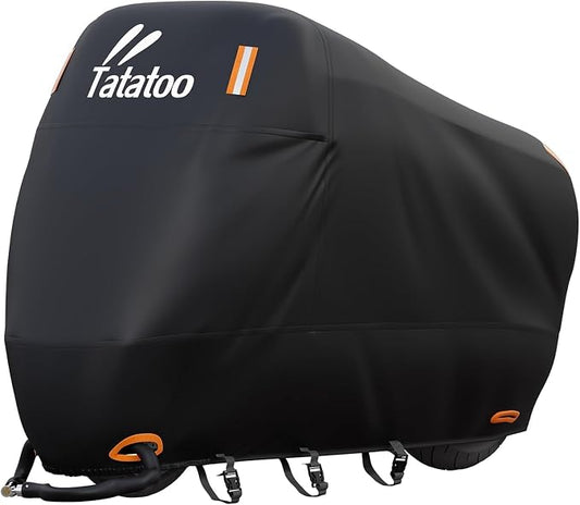Motorcycle Cover Waterproof Outdoor, 300D Heavy Duty, UV & Rain Resistant by TATATOO