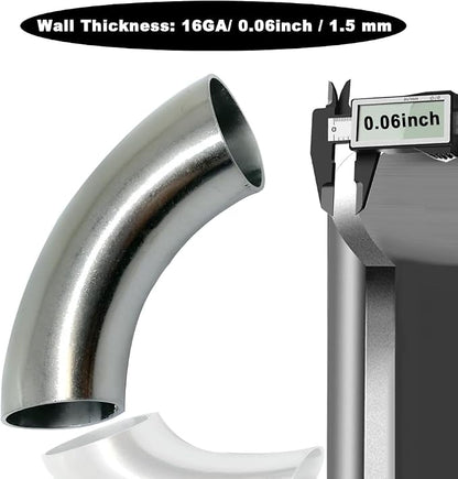 OD 1 Inch 90 Degree Stainless Steel Bend Tube 1” Exhaust Elbow Pipe - Image 5