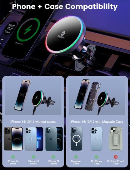 MOKPR for Magsafe Car Mount Charger-Wireless Car Charger-Magnetic Car Phone - Image 3