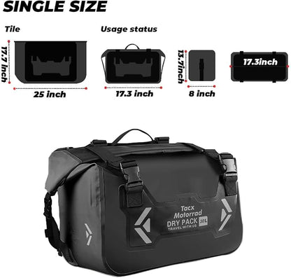 Motorcycle Saddle Bags Tail Bag, 30L Roll-top Waterproof Motor Detachable Side - Image 4