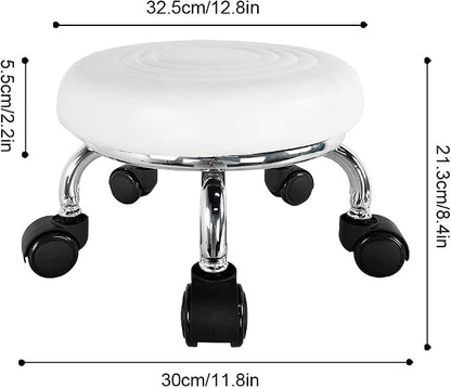 Modern PU Leather Low Round Rolling Stool - Image 3