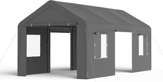 Carport, 13‘ x 20’ Heavy Duty Portable Garage All-Season Car Canopy w/Removable by PHONJOROO
