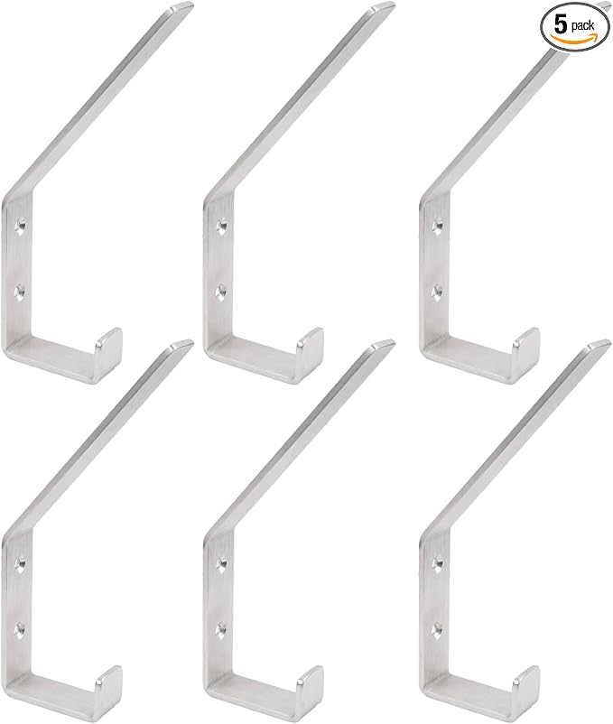 6 Pack Heavy Duty Steel C Style Double Wall Hooks by Piffny