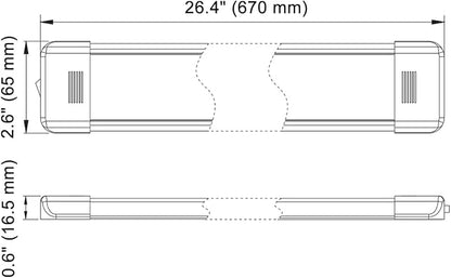 LED Interior Utility Light Fixture 26.4" x 2.6", High Lumen-Output Low Current - Image 2