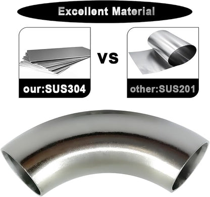 OD 1 Inch 90 Degree Stainless Steel Bend Tube 1” Exhaust Elbow Pipe - Image 3