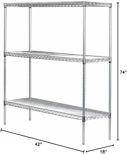 Omega 18" Deep x 42" Wide x 74" High 3 Tier Gray Starter Shelving Unit - Image 3