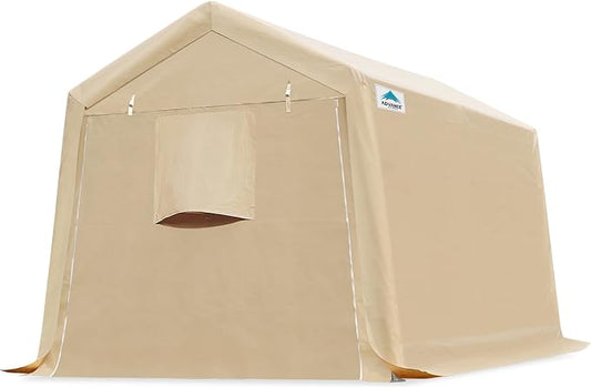 ADVANCE OUTDOOR 8X14 ft Steel Metal Peak Roof Portable Garage Shelter Storage by ADVANCEOUTDOOR
