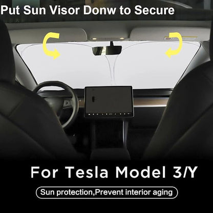 Gven Sunshade for Tesla Model Y Accessories 2025 Funny Eyes Windshield Sun - Image 6