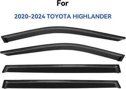 Window Visors Rain Guards for 2020-2025 Toyota Highlander, Out-Channel Window - Image 2