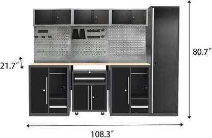 JZD Garage Workbench Set, Metal Tool Cabinet System - Image 2