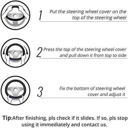 Leather Car Steering Wheel Cover 15 inch Universal Fit Microfiber Steering - Image 9