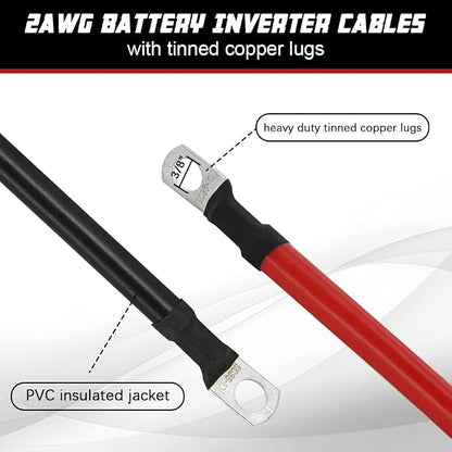 2 AWG Battery Cable 3FT 2 Gauge Pure Copper Battery Inverter Cables - Image 2