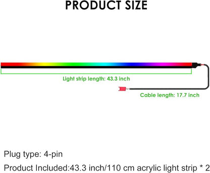 Dreamcolor Acrylic Interior Car Lights, 2 Piece 43.3inch/110cm 128 Colorful Car - Image 2