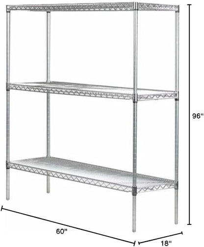 Omega 18" Deep x 60" Wide x 96" High 3 Tier Chrome Starter Shelving Unit - Image 2
