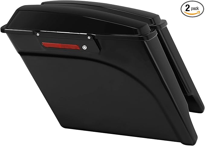 XFMT Motorcycle Stretched Saddlebags Vivid Black 5" Extended Hard Saddle Bags by XFMT