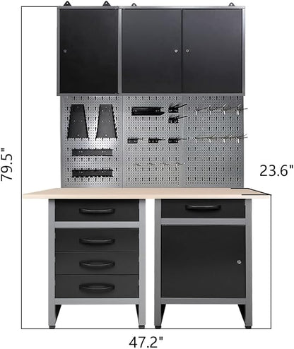JZD Steel Workbench Garage Storage Cabinet Set - Image 2