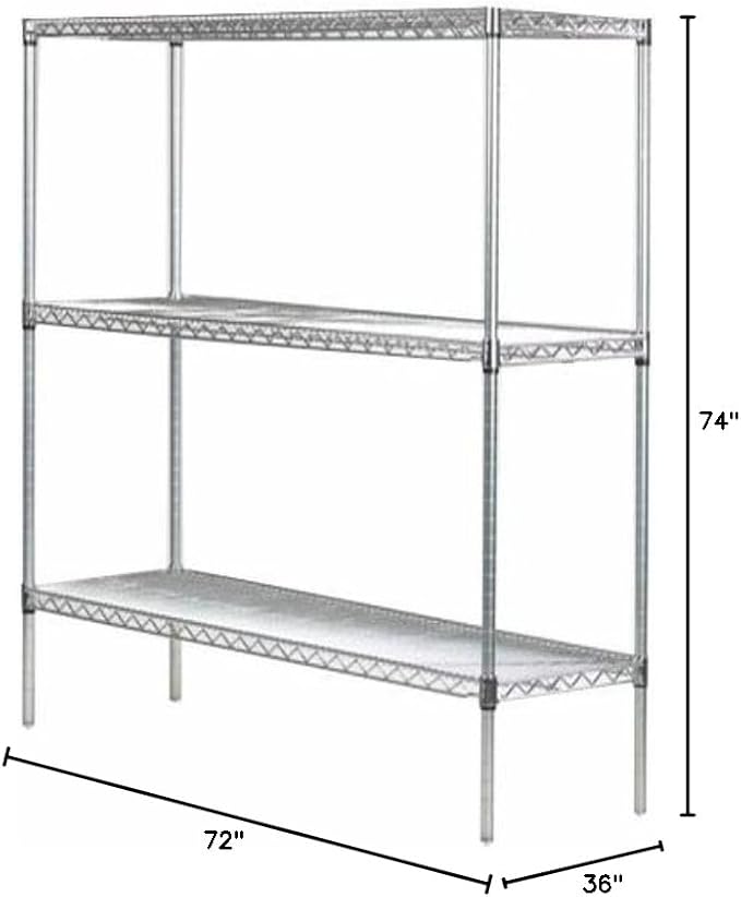 Omega 36" Deep x 72" Wide x 74" High 3 Tier Gray Starter Shelving Unit - Image 3