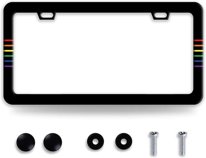 Gay Rainbow Line License Plate Frame Funny LGBT License Plate Frames Stainless by BRAGHRTED