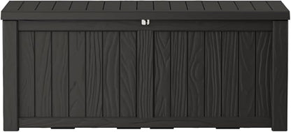 150 Gallon Lockable Resin Deck Box, Waterproof & UV-Resistant Outdoor Storage by Home