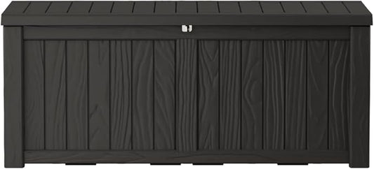 150 Gallon Lockable Resin Deck Box, Waterproof & UV-Resistant Outdoor Storage by Home