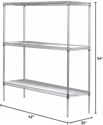 Omega 30" Deep x 42" Wide x 54" High 3 Tier Chrome Starter Shelving Unit - Image 2