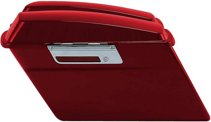 XFMT Motorcycle Red Hard Saddlebags Saddle Bags Trunk W/Lids & Chrome Latches - Image 2