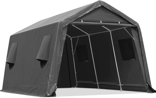 ADVANCE OUTDOOR 10X15 ft Garage Shelter Steel Metal Peak Roof Portable Storage by ADVANCEOUTDOOR