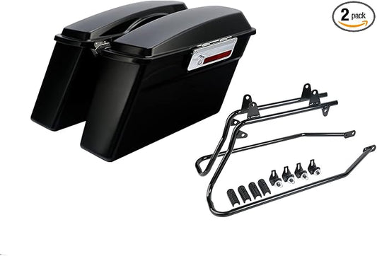 XFMT Matte Black Hard Saddlebags Saddle Bags Trunk W/Black Conversion Brackets by XFMT