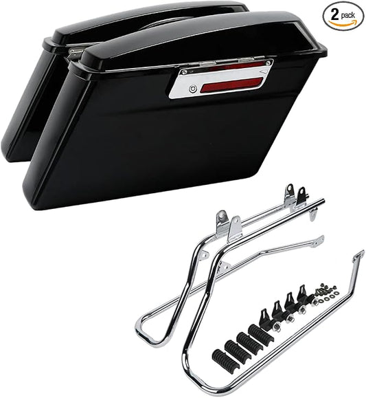 XFMT Hard Saddlebags Saddle Bag Turnk W/Chrome Conversion Brackets by XFMT