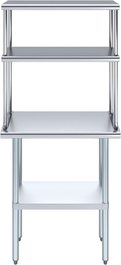 Amgood Stainless Steel Work Table Double Tier Overshelf - Image 2