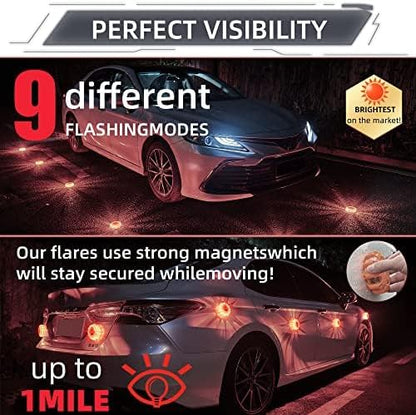 LED Road Flares 6Pack Roadside Emergency car kit Emergency Road Flares Kit - Image 2
