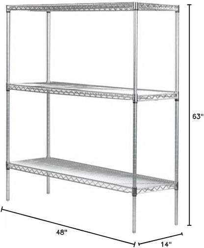 Omega 14" Deep x 48" Wide x 63" High 3 Tier Chrome Starter Shelving Unit - Image 2