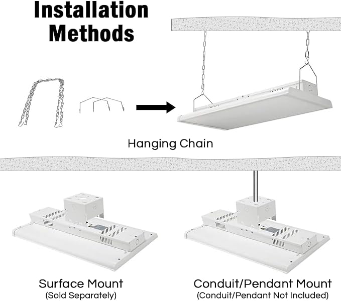2 Pack Linear LED Bay Ceiling Shop Light - 2 Ft - 105W 5000K 1-10V Dimming - Image 5