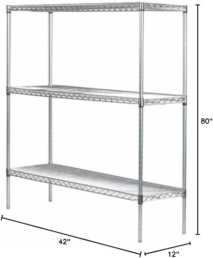 Omega 12" Deep x 42" Wide x 80" High 3 Tier Chrome Starter Shelving Unit - Image 2