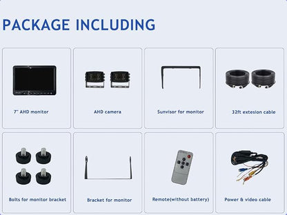 AHD 1080P 7" Reverse Rear View Backup Dual Camera System, Two Cameras - Image 9