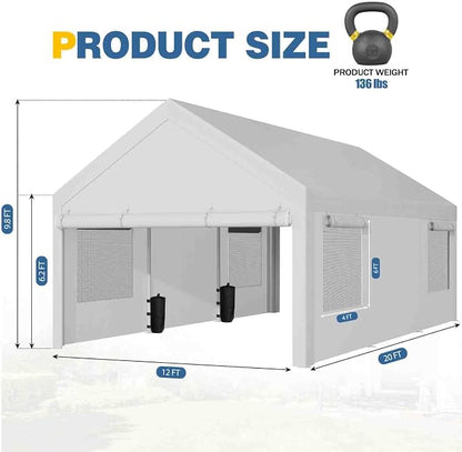 JAMFLY 12x20 ft Heavy Duty Carport - Image 7