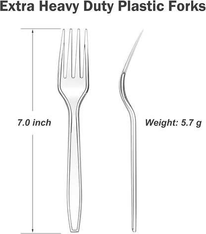 360 Count Extra Heavy Duty Clear Plastic Forks Disposable, Heat Resistant - Image 2