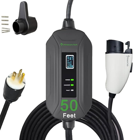 PRIMECOM Level 2 EV Charger 220/240V, 30ft & 50ft, Portable EVSE Electric by PRIMECOMTECH