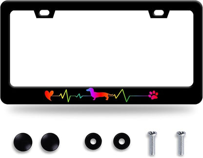 Rainbow Lifeline Love Dog License Plate Frame License Plate Stainless Steel by GORSNKYE