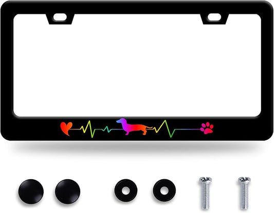 Rainbow Lifeline Love Dog License Plate Frame License Plate Stainless Steel by GORSNKYE