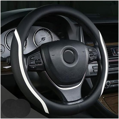 Steering Wheel Cover Black White, Carbon Fiber Car Steering Wheel Covers by Muamos